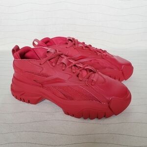 REEBOK WOMENS CLUB C V2 CARDI B RED LEATHER SHOES SNEAKERS GX9659 Sz 4.5/ 36 EUR